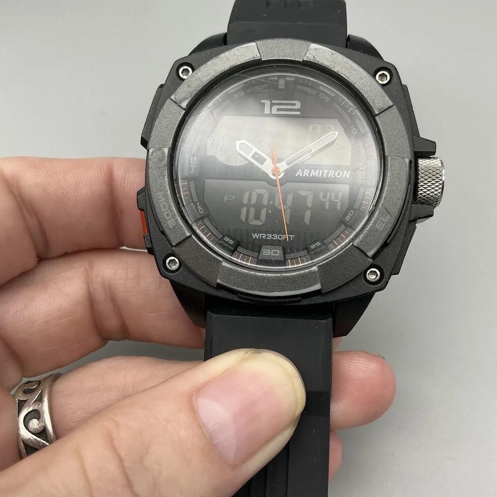 Armitron Mens Watch 45mm Black Dial Pro Sport Analog Digital 2015372 WR330ft